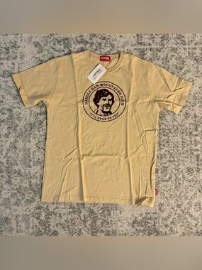 Revival Handle Bar Mustache Club Cream Tee Brand New With Tags Size Large